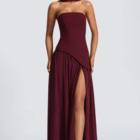 Cherry Lacquer Maliyah Maxi Dress with Chiffon Skirt & Scarf - MANDOTOS
