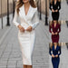 Chic Double Breasted Blazer Dress for Women - Office Commute Outfit - MANDOTOS