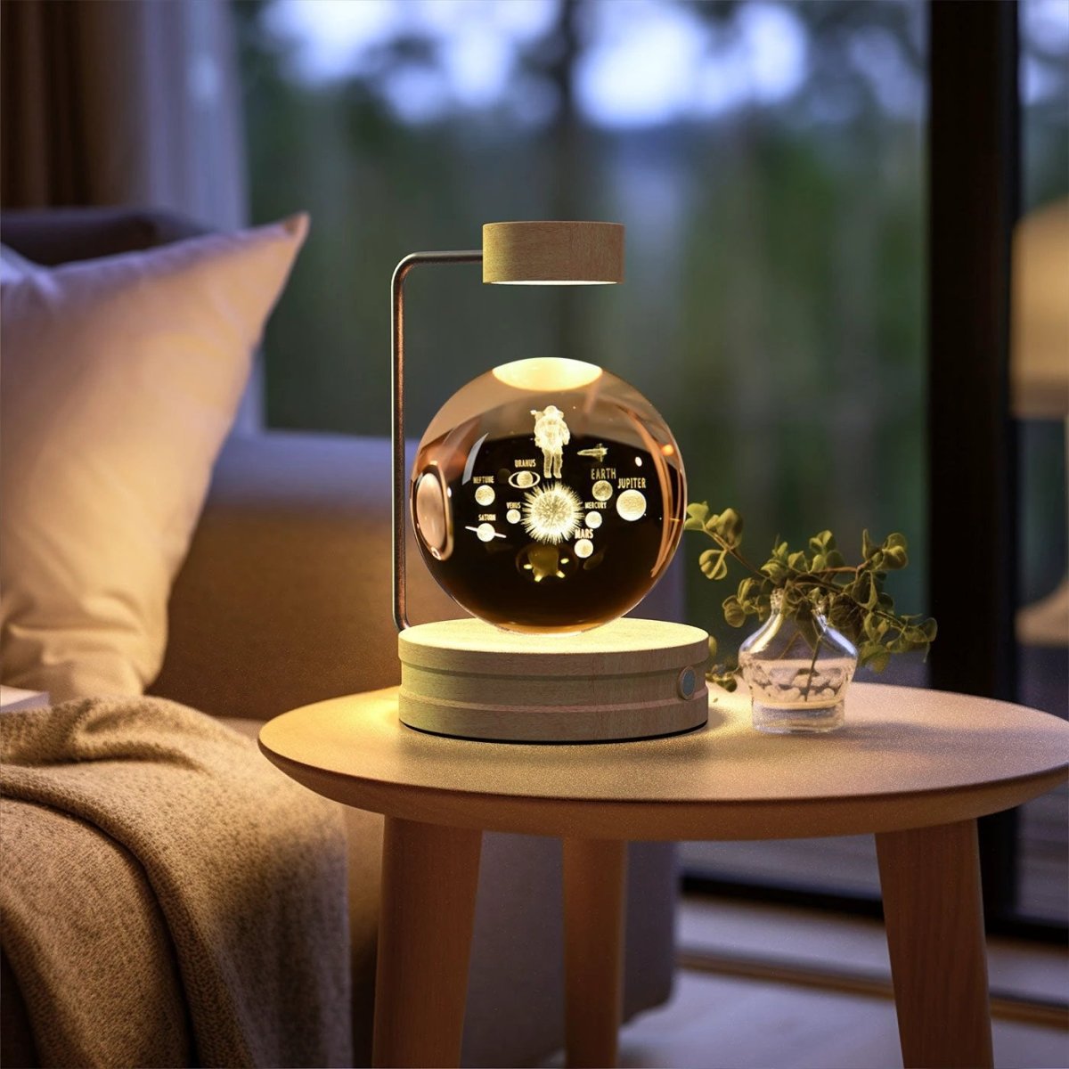 Crystal Ball Cosmic Dinosaur Indoor Night Light USB Power Warm Bedside Light Birthday Gift Night Lamp MANDOTOS