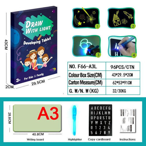 Educational Toy Drawing Pad 3D Magic 8 Light Effects Puzzle Board Sketchpad MANDOTOS