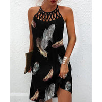 Fashion Print Dress Casual Halterneck Dresses For Women Summer Clothes MANDOTOS