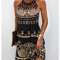 Fashion Print Dress Casual Halterneck Dresses For Women Summer Clothes MANDOTOS