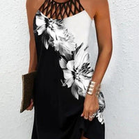 Fashion Print Dress Casual Halterneck Dresses For Women Summer Clothes MANDOTOS