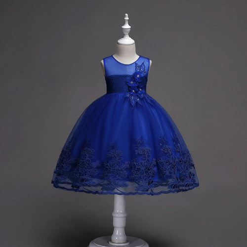 First Communion Flower Girl Dress - Mandotos Lace Trim Tulle Bead Embroidery - MANDOTOS