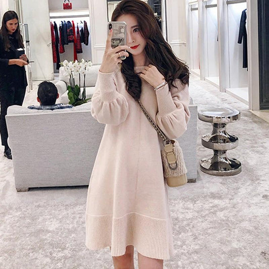 French style orange sweater skirt for fall and winter MANDOTOS