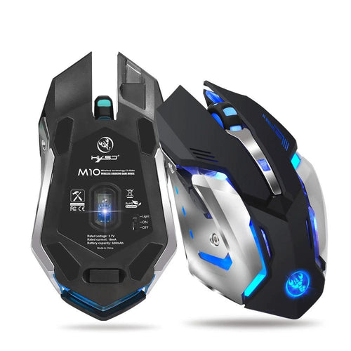 Mandotos wireless gaming mouse with glowing LED lights and 2.4GPI connectivity, designed for precision gaming.