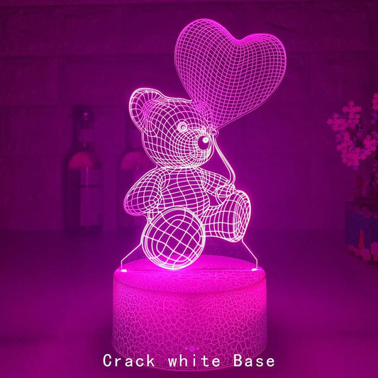 Mandotos 3D Teddy Bear Lamp Acrylic USB LED Night Light 16 Colors Remote Control MANDOTOS
