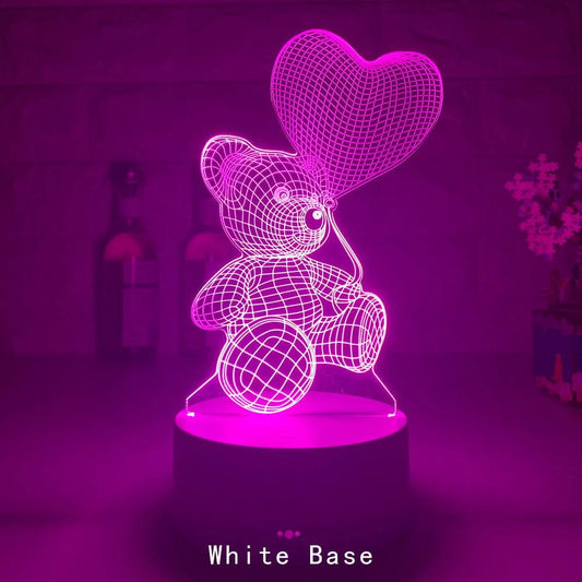 Mandotos 3D Teddy Bear Lamp Acrylic USB LED Night Light 16 Colors Remote Control MANDOTOS