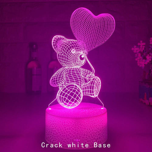Mandotos 3D Teddy Bear Lamp Acrylic USB LED Night Light 16 Colors Remote Control MANDOTOS