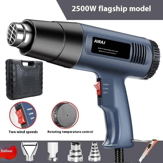 Mandotos 2500W digital display heat gun showing a digital control panel and nozzle for heat application.