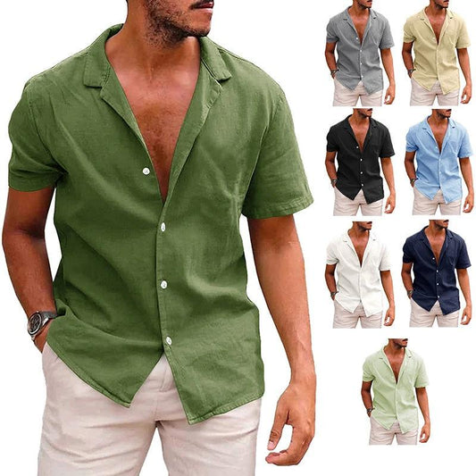 Men's Casual Beach Shirt - Short Sleeve Button Down for Effortless Summer Style MANDOTOS