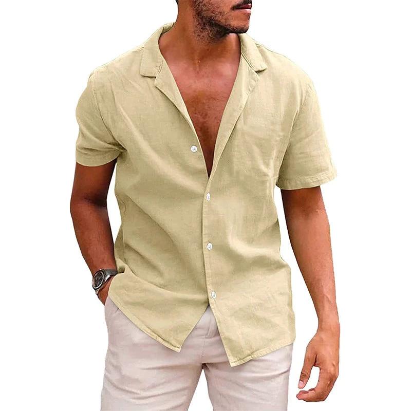 Men's Casual Beach Shirt - Short Sleeve Button Down for Effortless Summer Style MANDOTOS