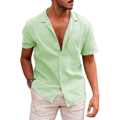 Men's Casual Beach Shirt - Short Sleeve Button Down for Effortless Summer Style MANDOTOS