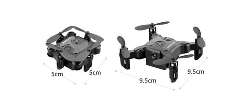 Mini folding drone by MANDOTOS with compact design, white body, and propellers, perfect for aerial photography and outdoor flying.