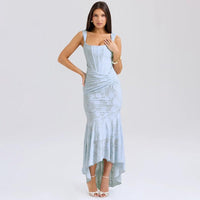 Mozision Off-shoulder Backless Sexy Evening Dress For Women Purple Sleeveless Strapless Ruched Bodycon Club Party Dress MANDOTOS