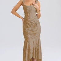 Mozision Off-shoulder Backless Sexy Evening Dress For Women Purple Sleeveless Strapless Ruched Bodycon Club Party Dress MANDOTOS