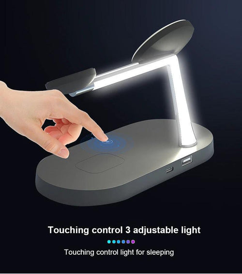 Multifunctional Five-In-One Magnetic Wireless Charging Watch Headset Desktop Mobile Phone Holder Charger 15W Fast Charge MANDOTOS