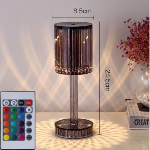 Mandotos crystal table lamp with diamond design, warm LED lighting, ideal for home decor, hotel decoration, and romantic gift ambiance.