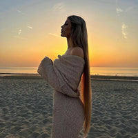 New One-shoulder Knitted Long-sleeved Dress Sexy Beach Holiday Long Dresses Womens Clothing MANDOTOS