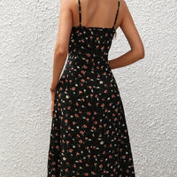 New Polka Dot Print Suspender Dress Summer Sexy Split Long Dresses For Womens Clothing MANDOTOS