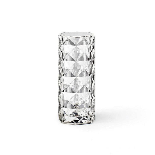 Mandotos Nordic crystal USB table lamp with touch dimming, rose projector, diamond night light, suitable for bedroom decor.