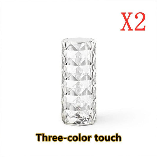 Mandotos Nordic Crystal USB table lamp with touch dimming, diamond design, rose projector, perfect for bedroom decor and atmosphere.