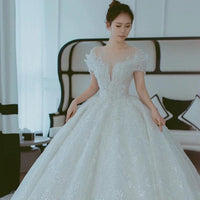 Off Shoulder French Main Wedding Dress MANDOTOS
