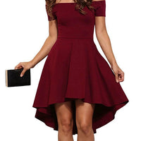 One Shoulder Short Sleeve And Large Swallowtail Skirt MANDOTOS