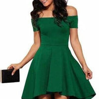 One Shoulder Short Sleeve And Large Swallowtail Skirt MANDOTOS