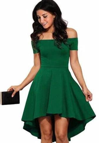 Mandotos one-shoulder short sleeve top paired with a large swallowtail skirt, stylish and elegant women's fashion ensemble.