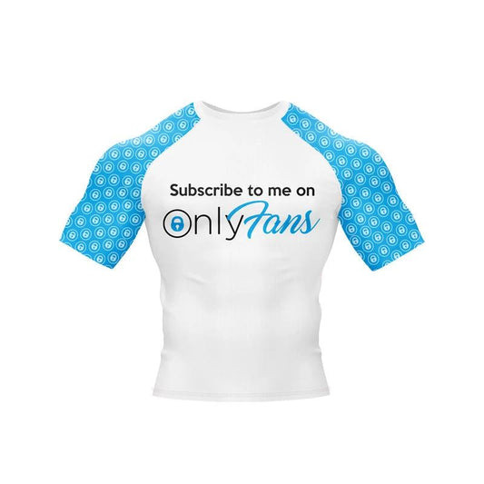 Mandotos OnlyFans longsleeve and short sleeve shirts featuring bold designs, displayed on a flat surface.
