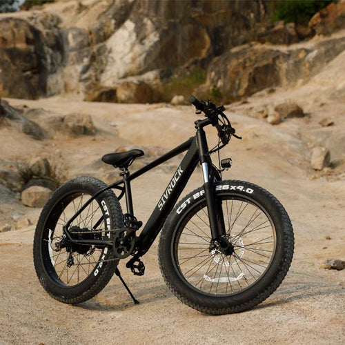Mandotos electric mountain bike for adults with 26x4-inch fat tires, 1000W motor, 48V 15Ah battery, suitable for trail riding and commuting.