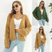 Puff Sleeve Cardigan Sweater Women Clothes Front Chunky Knitwear Coat MANDOTOS