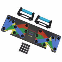 Mandotos 9-in-1 push-up rack for body building, fitness training, with display shelves and risers for men and women gym workouts.