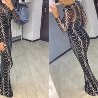 Sequins Women Maxi Dresses Long Sleeve Female Party Dresses MANDOTOS