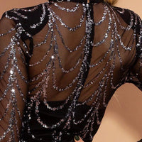 Sequins Women Maxi Dresses Long Sleeve Female Party Dresses MANDOTOS