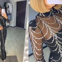 Sequins Women Maxi Dresses Long Sleeve Female Party Dresses MANDOTOS