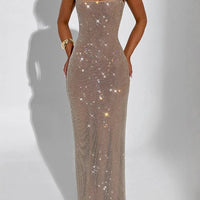 Sexy Double-shoulder Strap Sequins Net Drill Suspenders Dress MANDOTOS