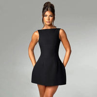 Sexy Slim-fitting Backless Dress Summer Sleeveless Short Dresses MANDOTOS
