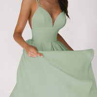 Sexy V-neck Suspender Dress Summer Fashion A-Line Long Dresses For Women MANDOTOS