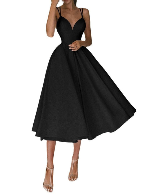 Mandotos women's sexy V-neck suspender dress, summer fashion A-line long dress with stylish design and flattering fit.