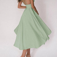 Sexy V-neck Suspender Dress Summer Fashion A-Line Long Dresses For Women MANDOTOS