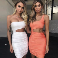 Slim One-shoulder Short Dress Sexy Fashion Hollow Mini Dresses For Women MANDOTOS