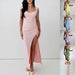 Slim Sleeveless Slit Dress With Back Tie Design Fashion Temperament Dresses For Women Clothing MANDOTOS