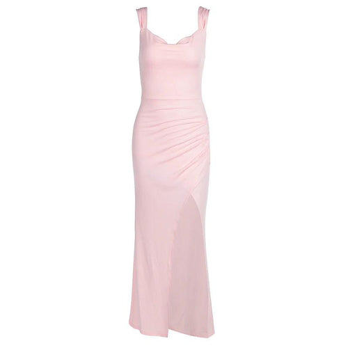 Mandotos slim sleeveless slit dress with back tie design, stylish women's fashion dress perfect for elegant occasions.