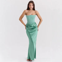 Slim Tube Top Long Dress Sexy Fashion Bandeau Backless Party Evening Dresses For Women Clothing MANDOTOS