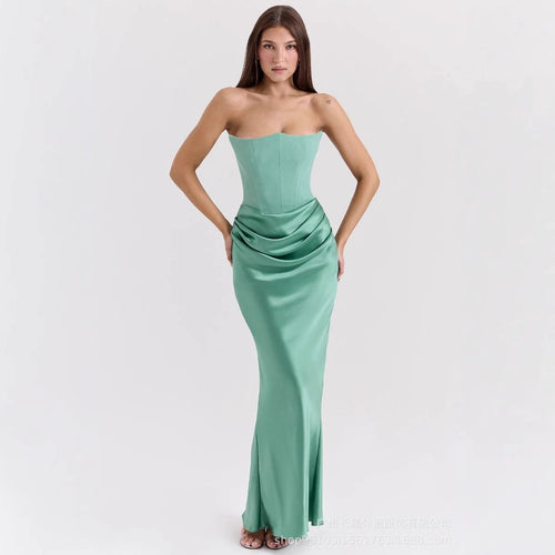 Slim Tube Top Long Dress Sexy Fashion Bandeau Backless Party Evening Dresses For Women Clothing MANDOTOS