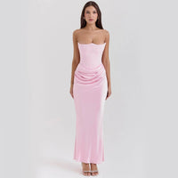 Slim Tube Top Long Dress Sexy Fashion Bandeau Backless Party Evening Dresses For Women Clothing MANDOTOS