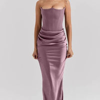 Slim Tube Top Long Dress Sexy Fashion Bandeau Backless Party Evening Dresses For Women Clothing MANDOTOS