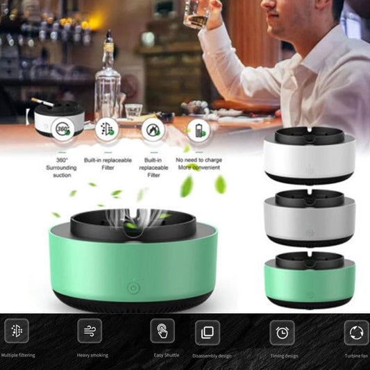 MANDOTOS smoke removal air purification ashtray for cars with automatic and anion purification features, portable and practical.